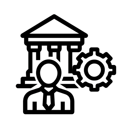 black and white icon representing company governance with transparent background without any text-1