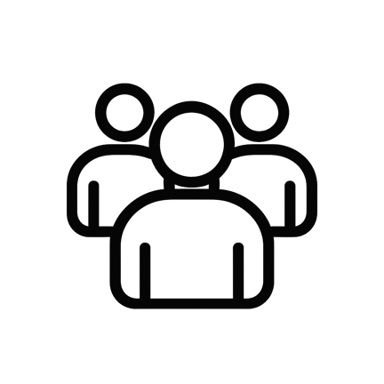 black and white people icon with transparent background